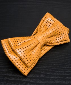 Timo Weiland Cognac Perforated Leather Bowtie