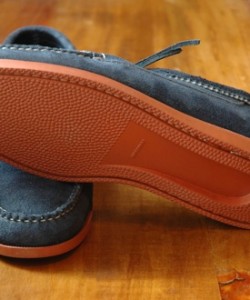 Quoddy Navy Suede Blucher Moccasins