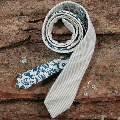 General Knot & Co. | Seersucker Stripe & Vintage 1950's Folk Print Tie