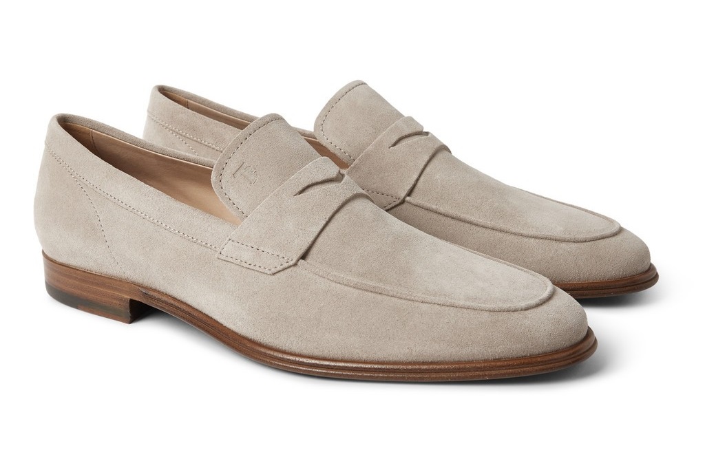 beige suede loafers mens