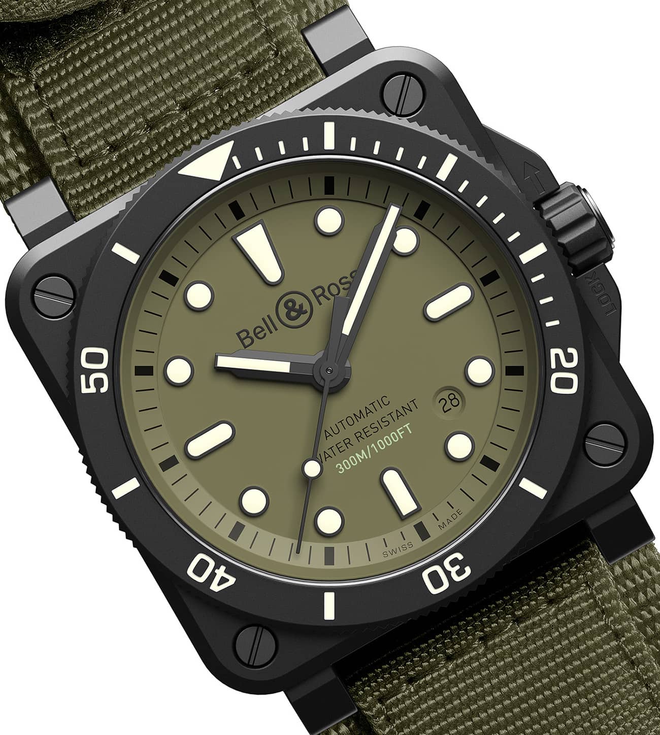 Bell Ross Limited Edition BR 03 92 Diver Military Watch Por